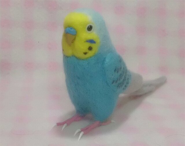 リアルサイズ♪ セキセイインコ レインボースカイブルー 羊毛フェルト