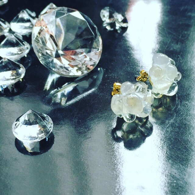 【monokli】お米のグラスピアス~rice glass pierce~の画像1枚目