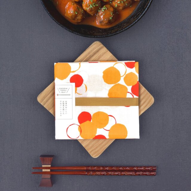 送料無料【肉だんご柄】お惣菜手ぬぐい(まめ丈)の画像1枚目