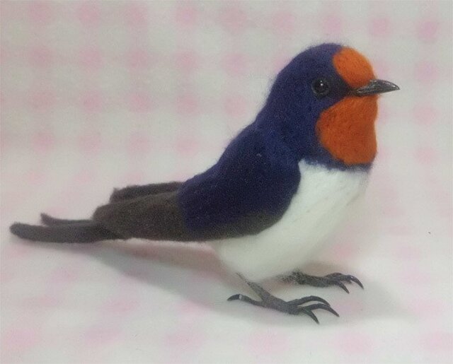 ほぼライフサイズ ツバメ 燕 野鳥 羊毛フェルト 工房小鳥屋さん 受注