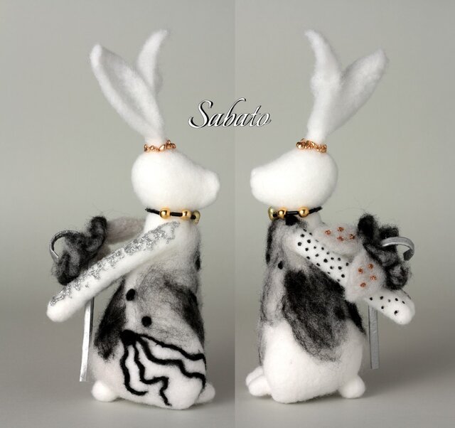 アートドール　うさぎ幻獣の郵便屋さん　羊毛フェルト アートドール うさぎ幻獣の郵便屋さん 羊毛フェルト アート