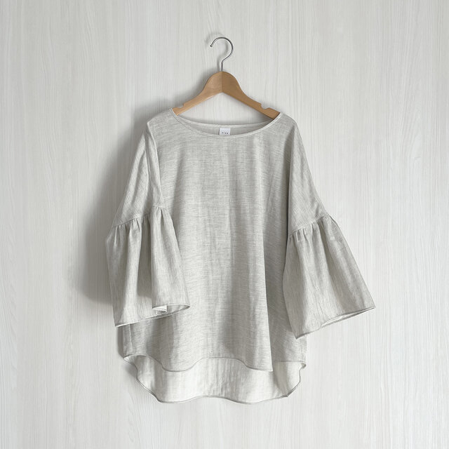 ギャザー袖プルオーバー_ダブルガーゼオーガニック綿100％_Light Heather Gray