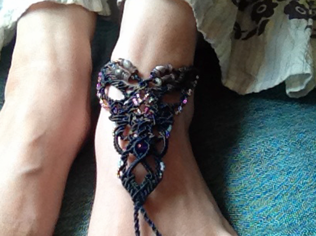 barefoot anklet / navy × amethystの画像1枚目