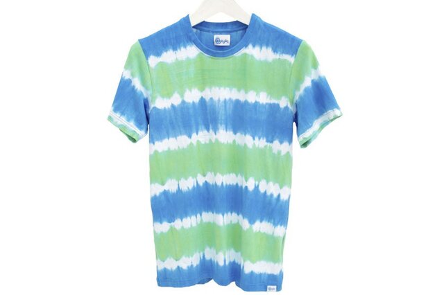 メンズタイダイクルーネックストレッチTシャツ <オーシャングリーン> サイズLの画像1枚目