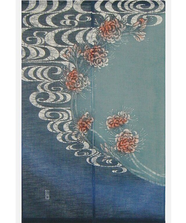 ろうけつ染め のれん 彼岸花の画像1枚目