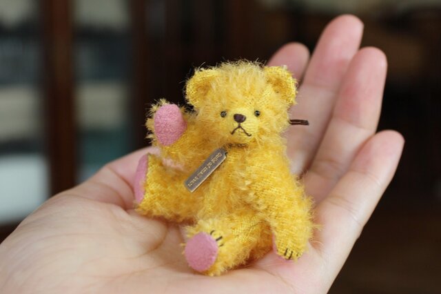 ミニチュアテディベア イエロー×ピンクの画像1枚目
