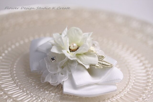 結婚式に 清楚な白いリボンのヘアクリップ Iichi ハンドメイド クラフト作品 手仕事品の通販