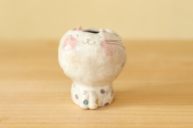 ドットねこの花入れ。の画像1枚目