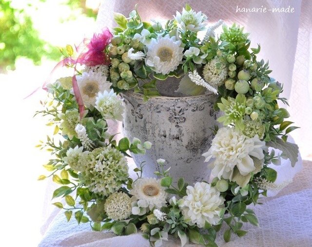 early summer wreath wine color ribbon iichi ハンドメイド・クラフト作品・手仕事品の通販