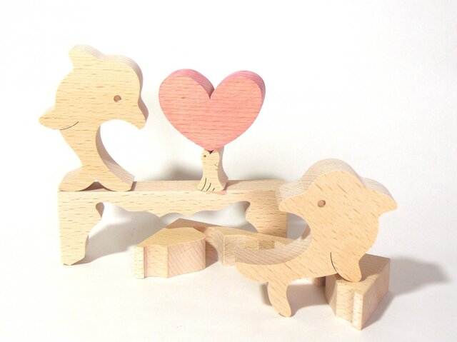 イルカと魚のパズル イルカの木製パズル | CRAFT BIRD WOOD