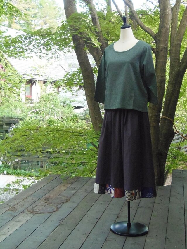 播州織×銘仙パッチ「いろいろ銘仙のガウチョパンツⅡ」