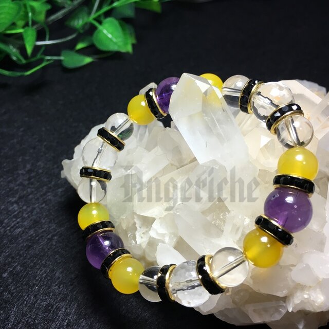 【Angeriche】★イエローカルセドニー&アメジストブレス★012