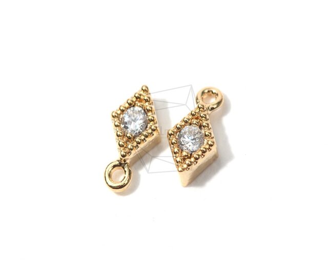 PDT-023-G【4個入り】CZダイヤモンド型ペンダント,CZ Diamond Shaped Pendantの画像1枚目