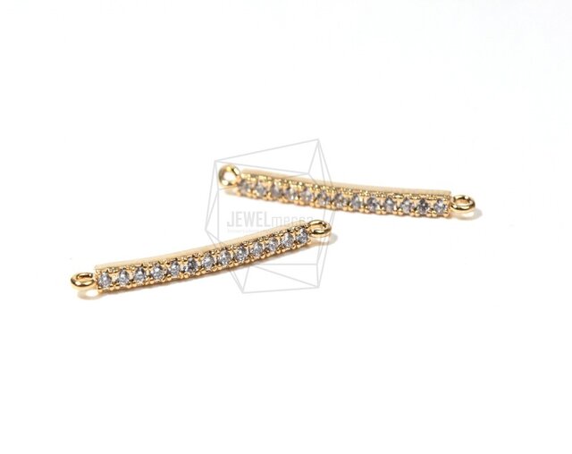 CNT-014-MG【2個入り】CZカーブバーコネクタ,CZ Pave Curved Bar Connectorの画像1枚目