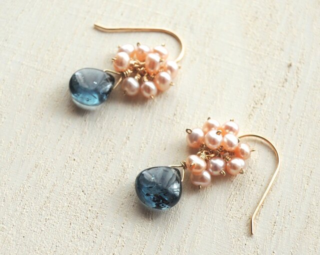 「海の華、、ピアス」( 天然石/K14gf )の画像1枚目