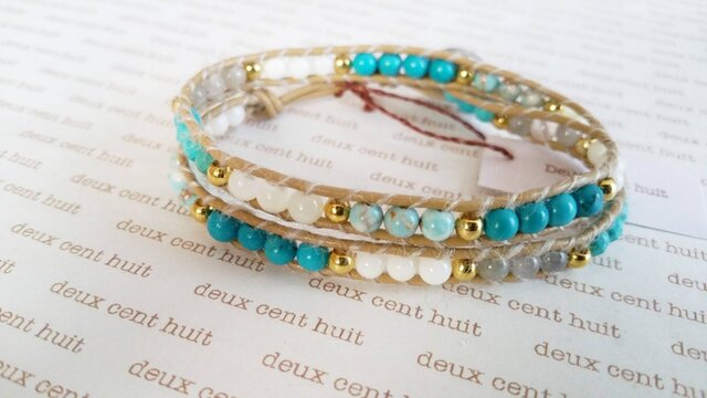 ターコイズ系2連ラップブレス | iichi 日々の暮らしを心地よく