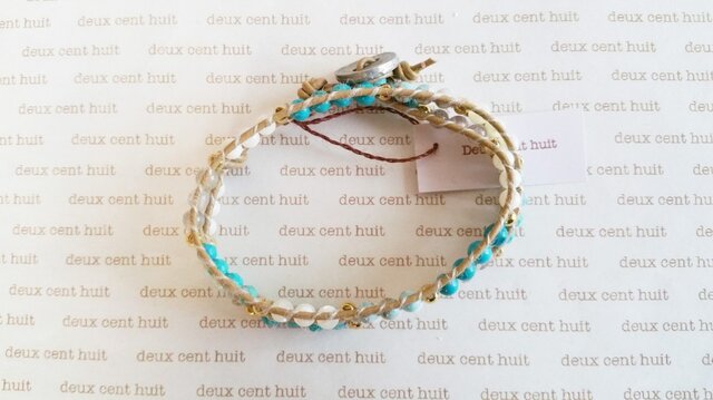 ターコイズ系2連ラップブレス | iichi 日々の暮らしを心地よく