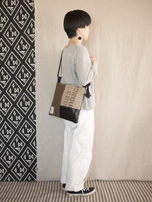 Coffee patchwork bag02-g (S)の画像1枚目