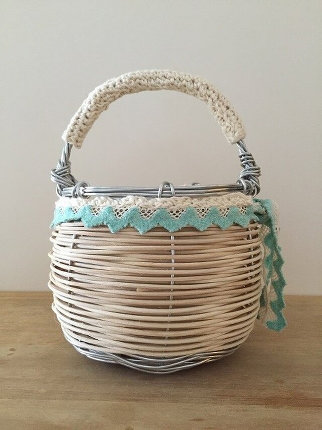 コットンレースの丸かご  mg