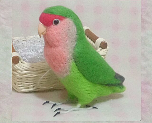 リアルサイズ♪ コザクラインコ ノーマル 羊毛フェルト 受注作成 羊毛インコ メモリアル ライフサイズ うちの子オーダー可能 | iichi  日々の暮らしを心地よくするハンドメイドやアンティークのマーケットプレイス