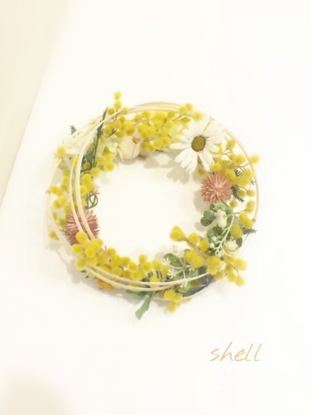 再販・Wreath ミモザと春のお花の画像1枚目