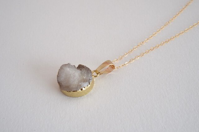 STONE Drusy necklace whiteの画像1枚目