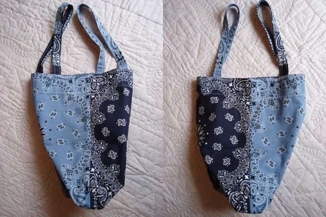 老舗USA大判バンダナ＞夏のデイリーバッグ お出かけ 旅行 レジャーに