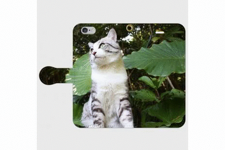 ニャン吉手帳型スマホケース【亜熱帯猫】*受注製作*iPhone Galaxy Xperia ARROWS AQUOSの画像1枚目