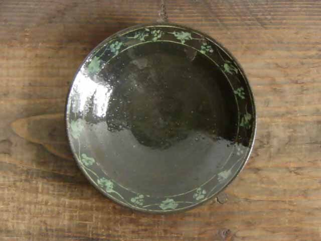 山ブドウの象嵌皿(緑)の画像1枚目