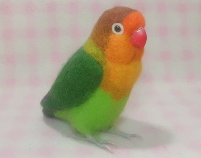 ライフサイズ♪ ボタンインコ チェリー系イエロー 羊毛フェルト 受注