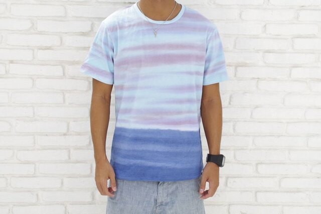 メンズタイダイTシャツ <オーシャン> サイズMの画像1枚目