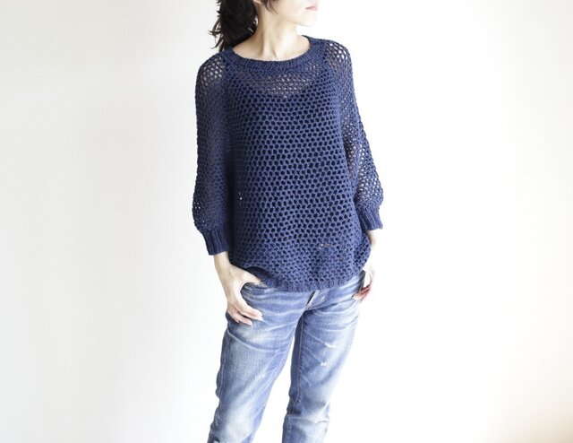 summer sweater(m) navy / サマーセーター(m) 紺の画像1枚目