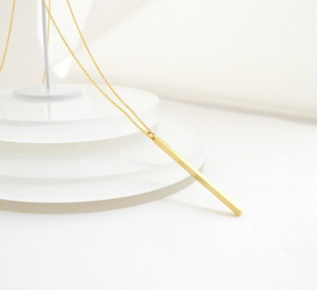Long Bar Necklace(gold)の画像1枚目