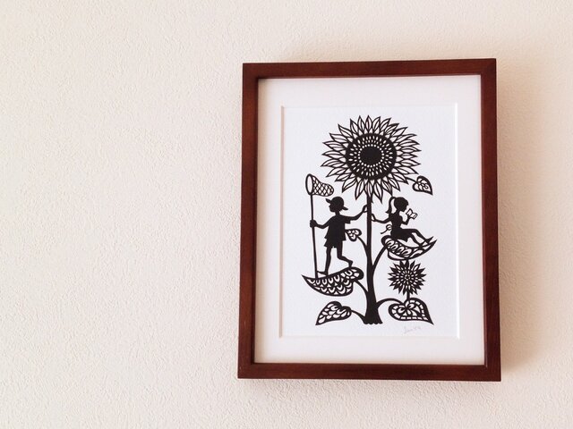 花の切り絵「ひまわり」の画像1枚目