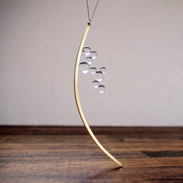 ◯⚪︎⚪︎necklace『glass+brass jewelry』【ガラスネックレス】の画像1枚目