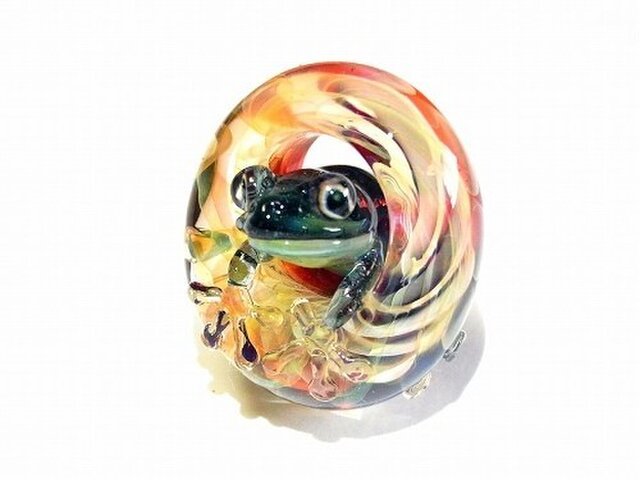 kengtaro カエル ガラス ペンダントトップ 壺 イエロー系 一点物 kengtaro カエル ガラス ペンダントトップ 壺 イエロー系 一点物