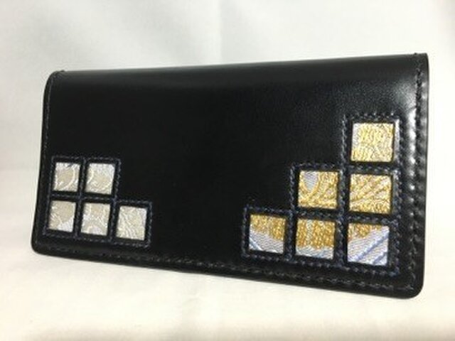 市松模様の手縫い長財布 右利き用の画像1枚目
