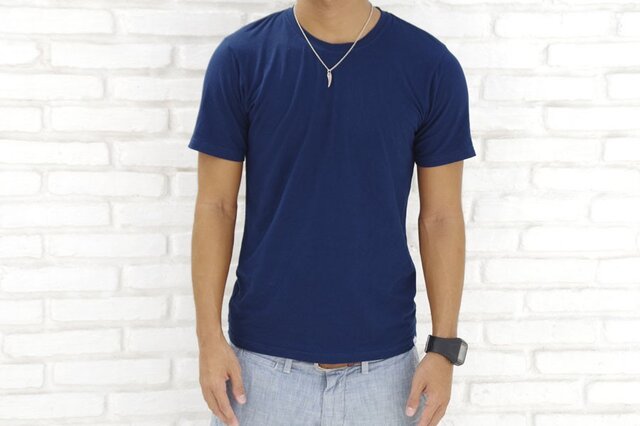 メンズビスコースアースTシャツ<ネイビー>Sサイズの画像1枚目
