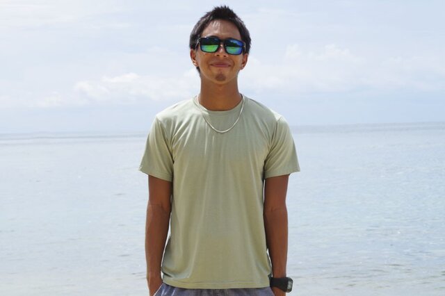 メンズビスコースアースTシャツ<カーキ>Sサイズの画像1枚目