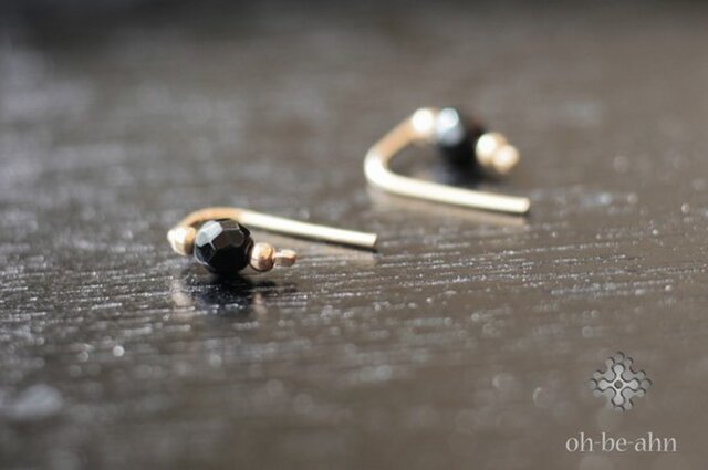 【受注制作】ブラックオパールの2wayロングピアス✩.*˚天然石×14kgf ブラックオニキス14kgf pierce- 『天然石の小さな 2way ピアス- dainty