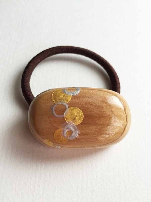 ヘアゴム *楕円ドット 金+銀*の画像1枚目