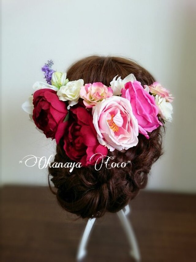 送料無料　*head dress* ３種の薔薇の８点セット　No0011