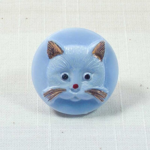Miduka帯留め　猫　ブルー