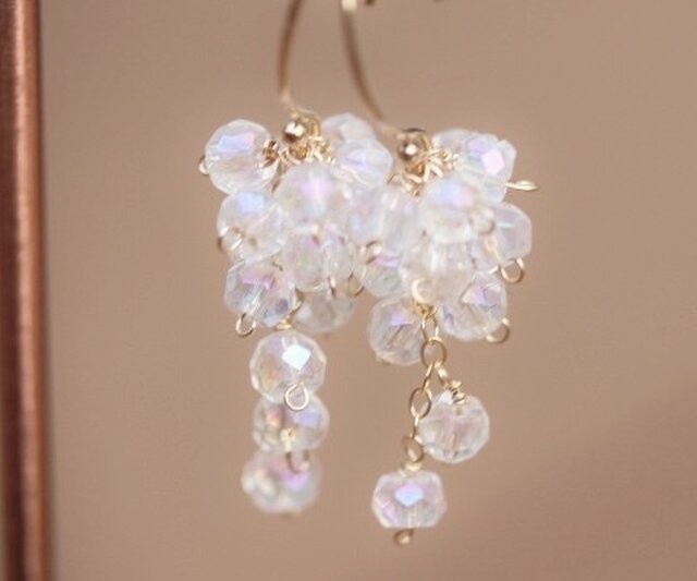 14kgf 天然水晶虹色ピアス（イヤリング） | iichi 日々の暮らし