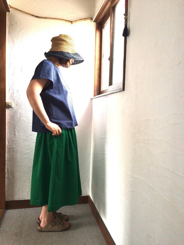 ゆらゆらギャザースカート　フォレストグリーン