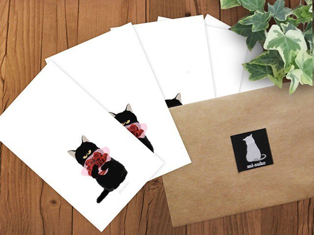 猫 クロちゃんメッセージカード Iichi ハンドメイド クラフト作品 手仕事品の通販