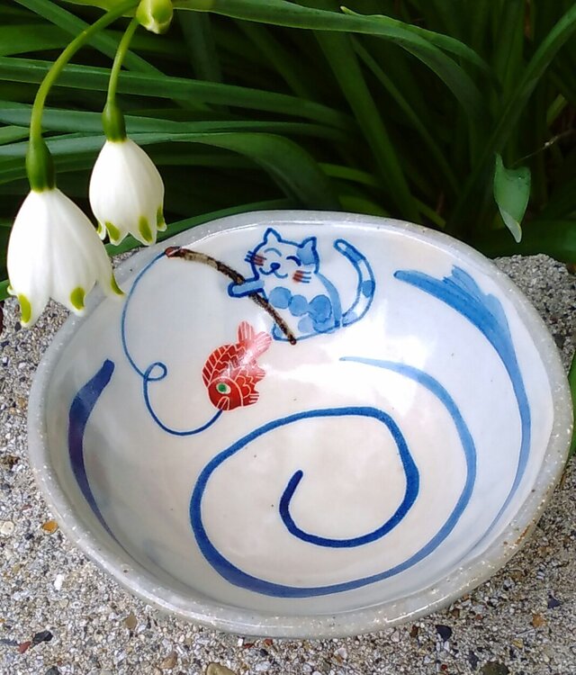 再再　再販　タイ釣りねこ　ご飯茶碗
