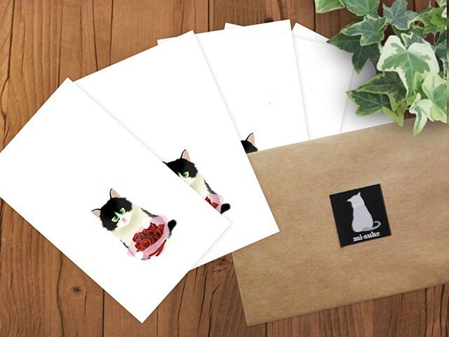 猫 白黒ちゃんメッセージカード | iichi 日々の暮らしを心地よく