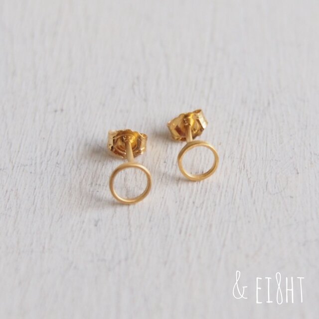 【再販】 - 18KGP - Gold Circle ピアス petitの画像1枚目