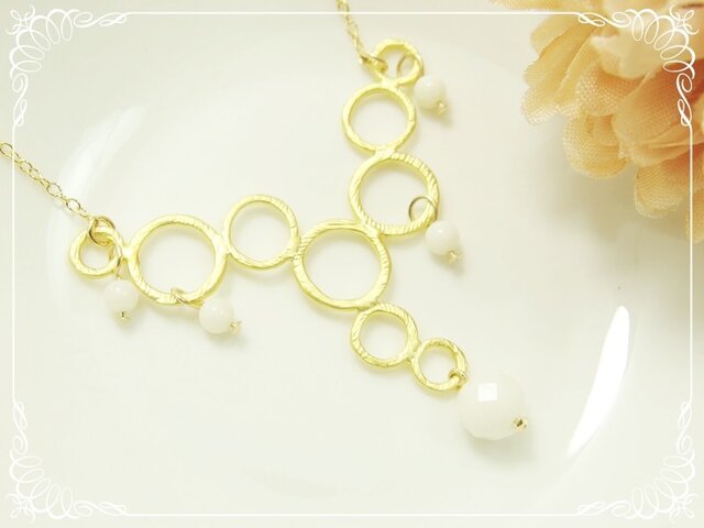 *K14GF***N90*高品質白珊瑚AAA☆バブルロングネックレス(60cm)の画像1枚目